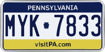 PA license plate MYK7833