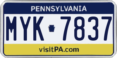 PA license plate MYK7837
