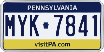PA license plate MYK7841
