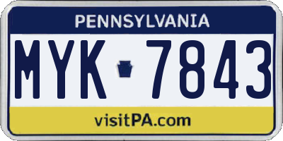 PA license plate MYK7843