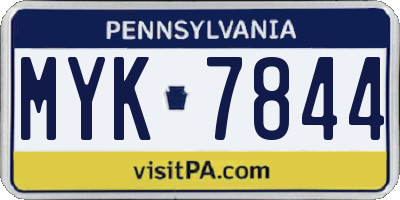 PA license plate MYK7844