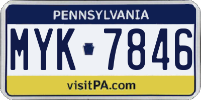 PA license plate MYK7846