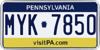 PA license plate MYK7850