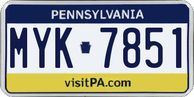 PA license plate MYK7851