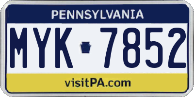 PA license plate MYK7852