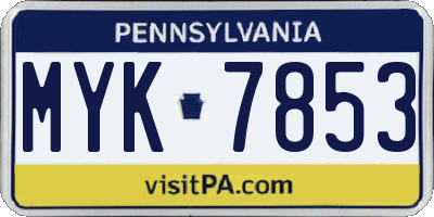 PA license plate MYK7853