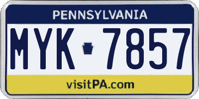 PA license plate MYK7857