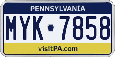 PA license plate MYK7858