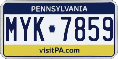 PA license plate MYK7859