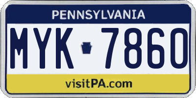 PA license plate MYK7860