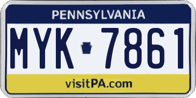 PA license plate MYK7861
