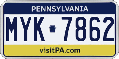 PA license plate MYK7862