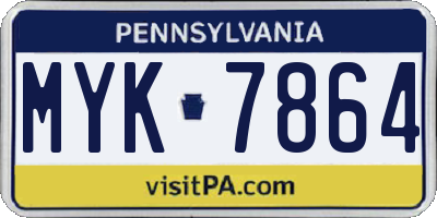 PA license plate MYK7864
