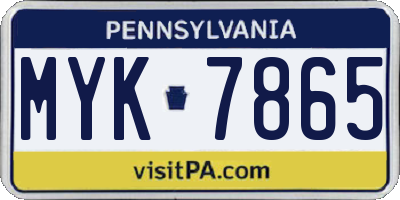 PA license plate MYK7865