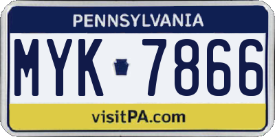PA license plate MYK7866