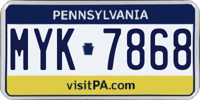 PA license plate MYK7868