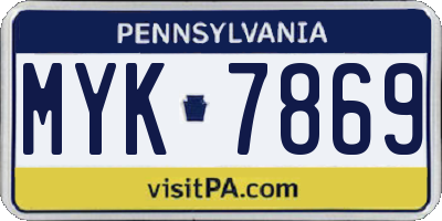 PA license plate MYK7869