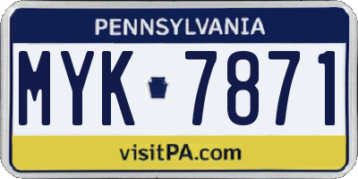 PA license plate MYK7871