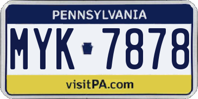 PA license plate MYK7878