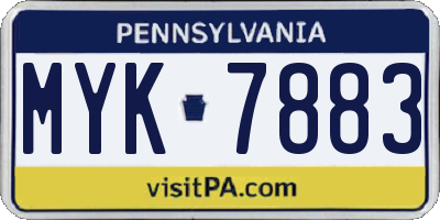 PA license plate MYK7883