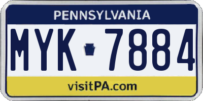 PA license plate MYK7884