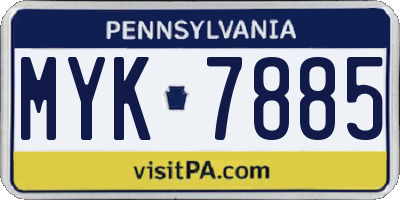 PA license plate MYK7885