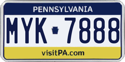 PA license plate MYK7888