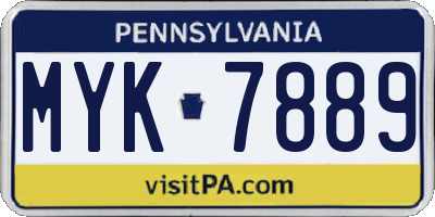 PA license plate MYK7889