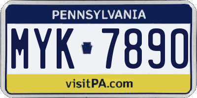PA license plate MYK7890