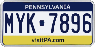 PA license plate MYK7896