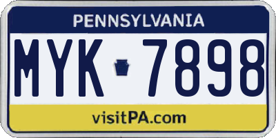 PA license plate MYK7898