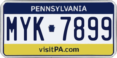 PA license plate MYK7899