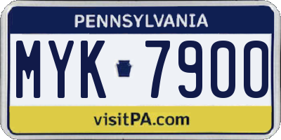 PA license plate MYK7900