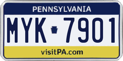 PA license plate MYK7901