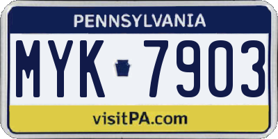 PA license plate MYK7903