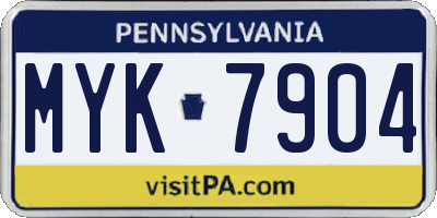 PA license plate MYK7904