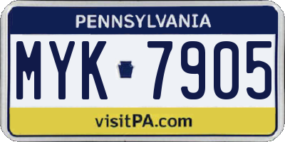 PA license plate MYK7905