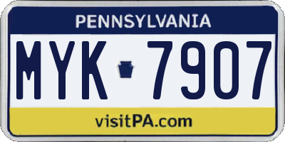 PA license plate MYK7907
