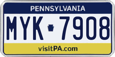 PA license plate MYK7908