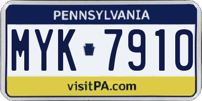 PA license plate MYK7910