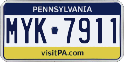 PA license plate MYK7911