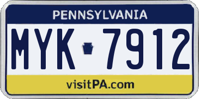 PA license plate MYK7912