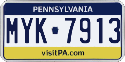 PA license plate MYK7913