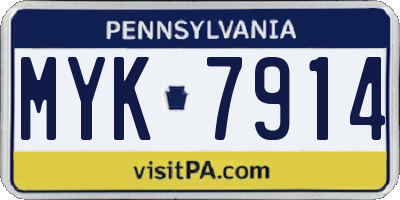 PA license plate MYK7914