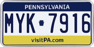 PA license plate MYK7916