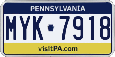 PA license plate MYK7918