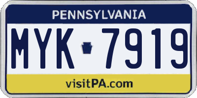 PA license plate MYK7919