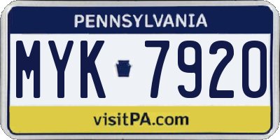 PA license plate MYK7920