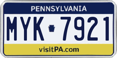PA license plate MYK7921