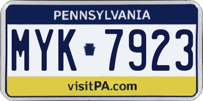 PA license plate MYK7923